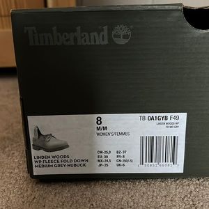 Womens linden woods wp fleece fold down medium grey nubick timberlands